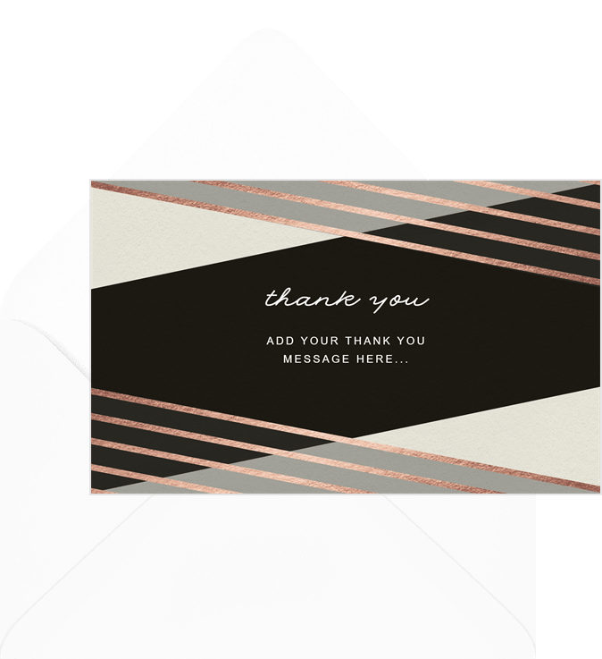 Rose Gold Bands Thank You Notes in Green