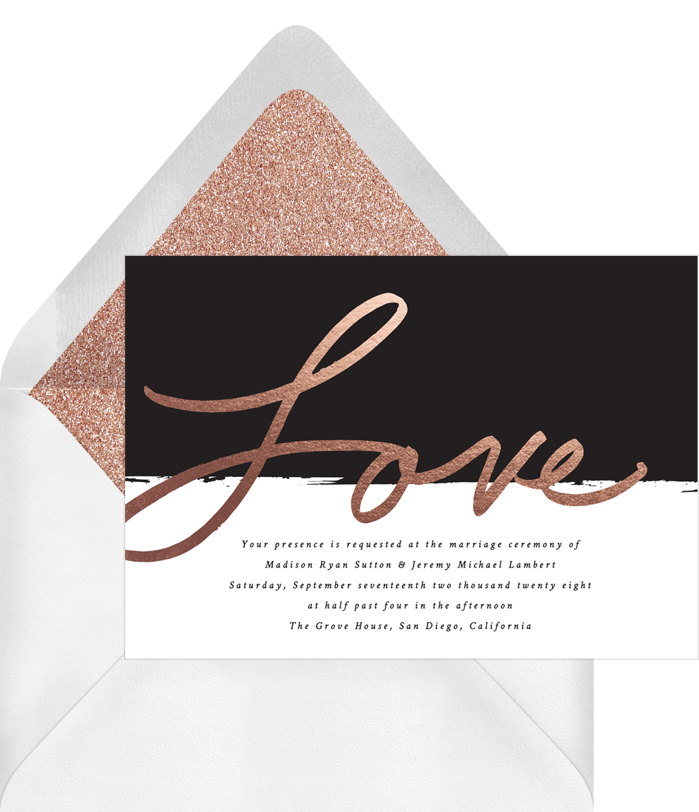 Rose Gold And Black Wedding Invitations Printable Wedding