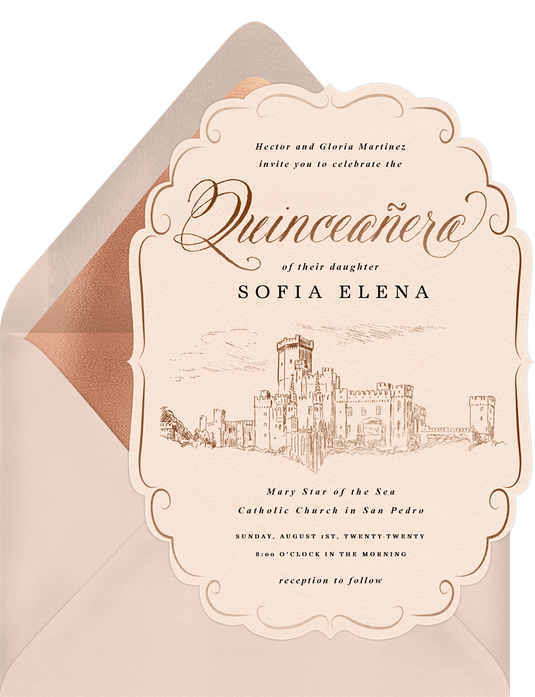 Royal Quinceañera Invitations in Pink
