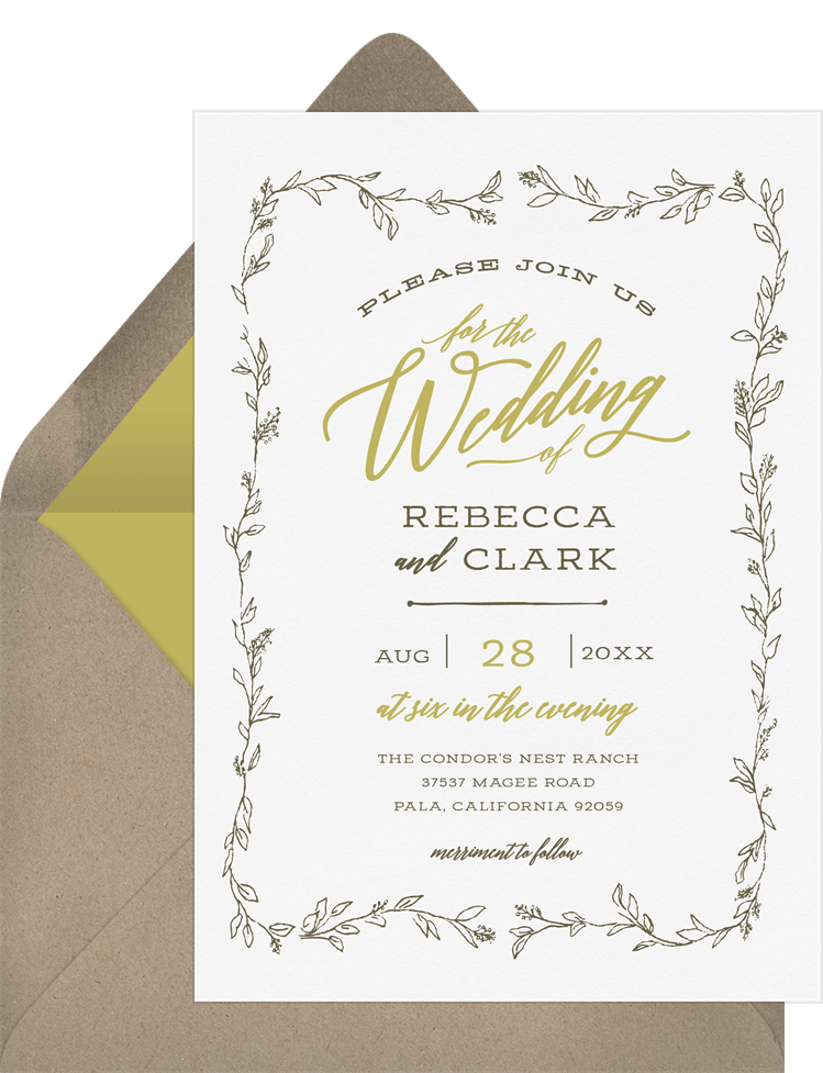 Rustic Vines Invitations Greenvelope Com