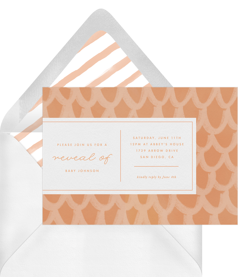 Scallop Brushstrokes Invitations in Orange