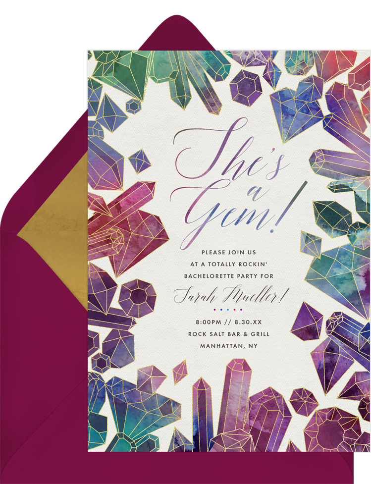 she's a gem invitations in purple greenvelope com she%27s a gem invitations purple o8109~971 she's a gem invitations in purple greenvelope com,Gem Invitations