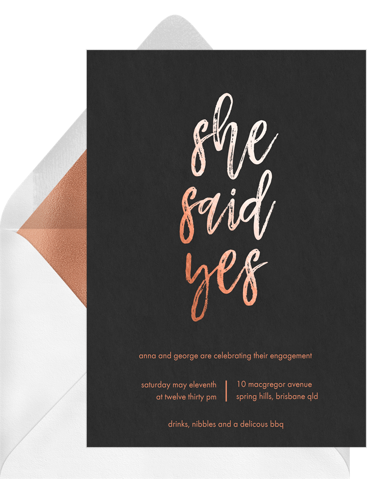 She Said Yes Invitations Greenvelope Com