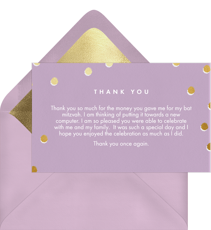 Shimmer Bat Mitzvah Thank You Notes