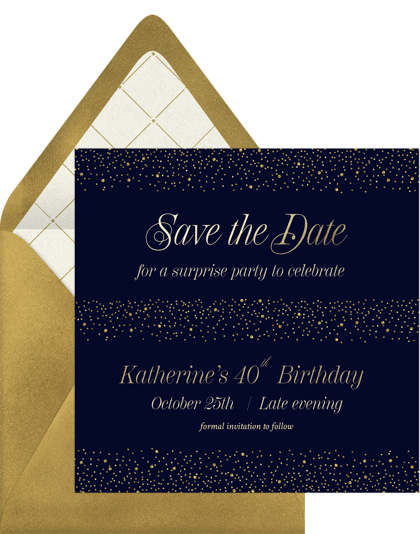 Shimmery Surprise Save The Dates In Blue Greenvelope Com