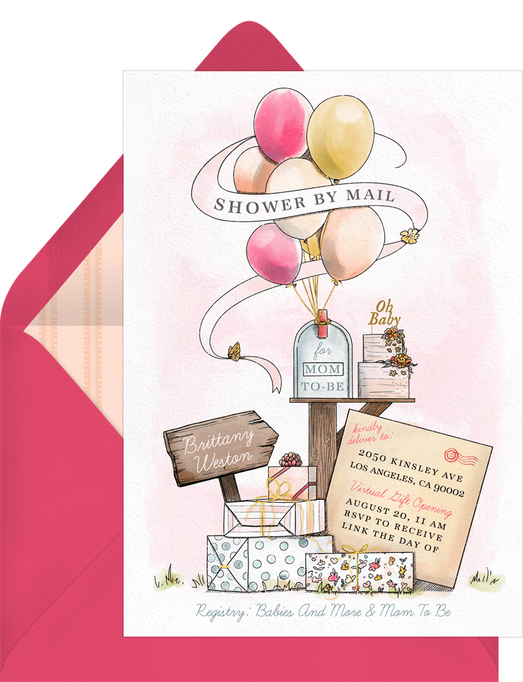 Shower By Mail Invitations in Pink