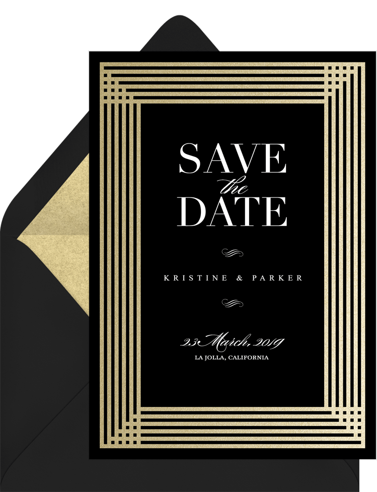Simple Art Deco Save The Dates in Pink
