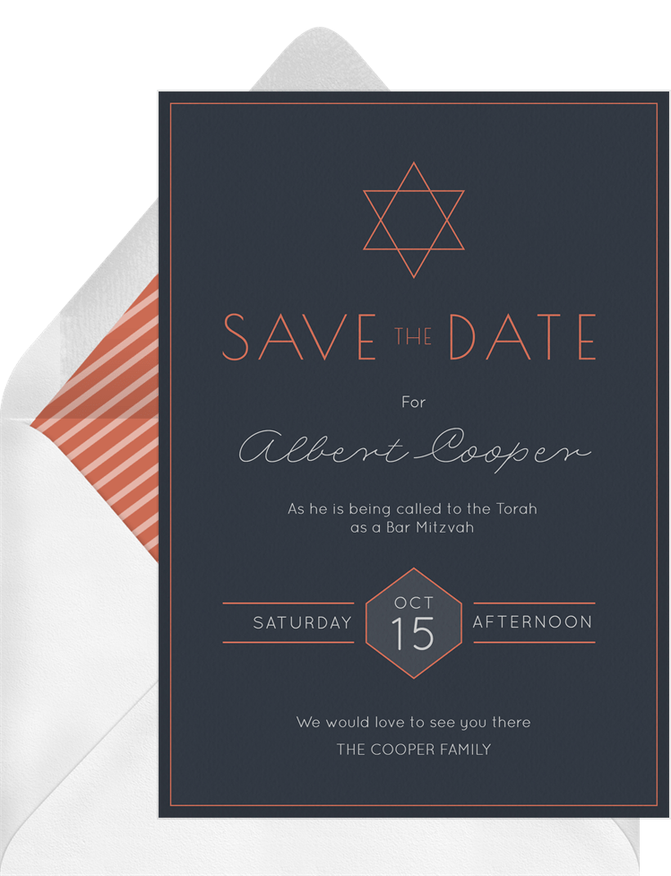 Simple Bar Mitzvah Save The Dates Greenvelope com