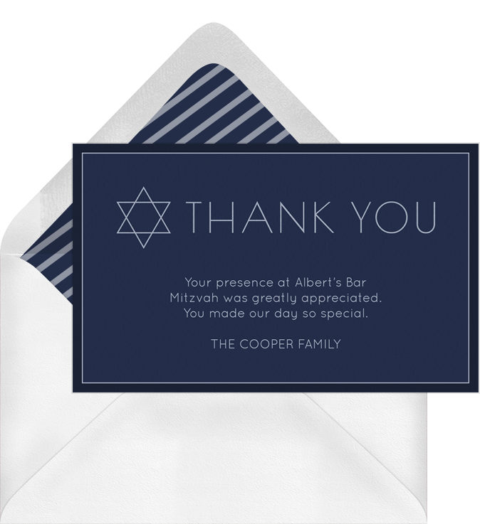 Simple Bar Mitzvah Thank You Notes in Brown
