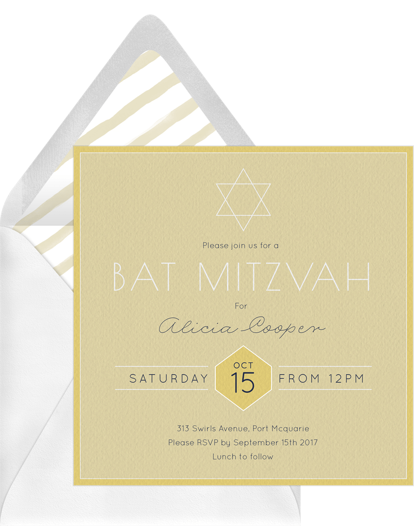 Simple Bat Mitzvah Invitations | Greenvelope.com