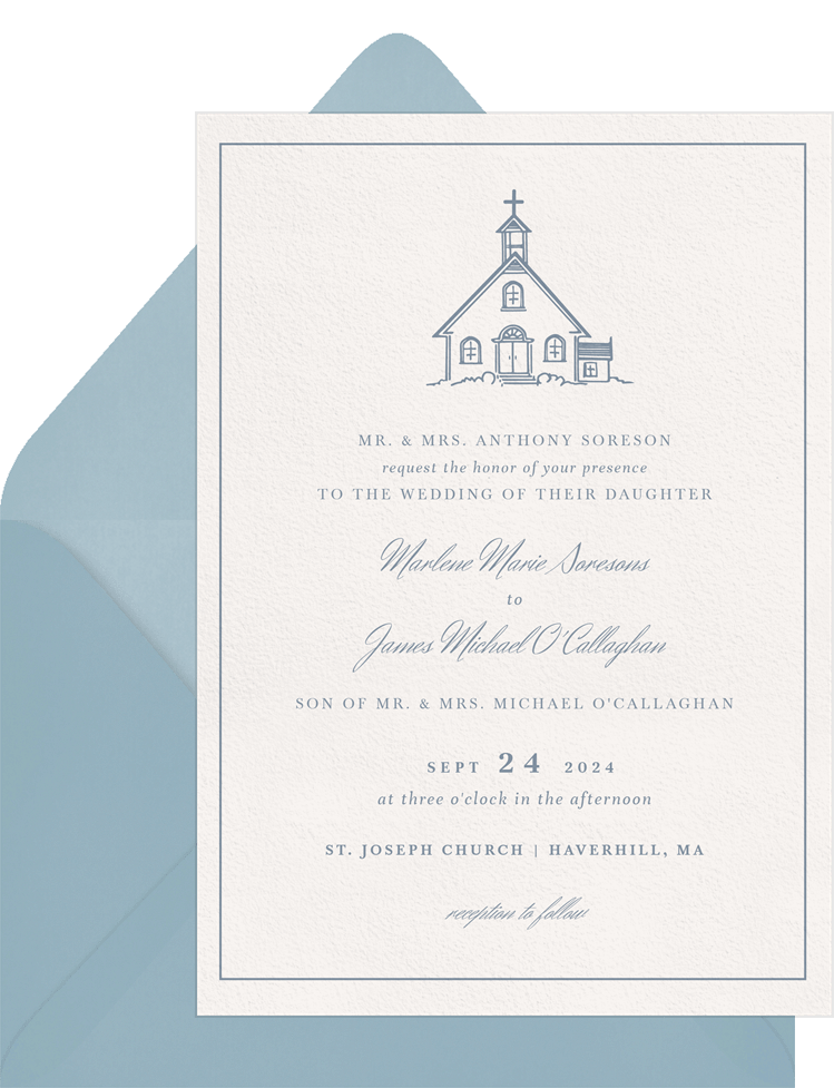 Simple Church Invitations in Blue