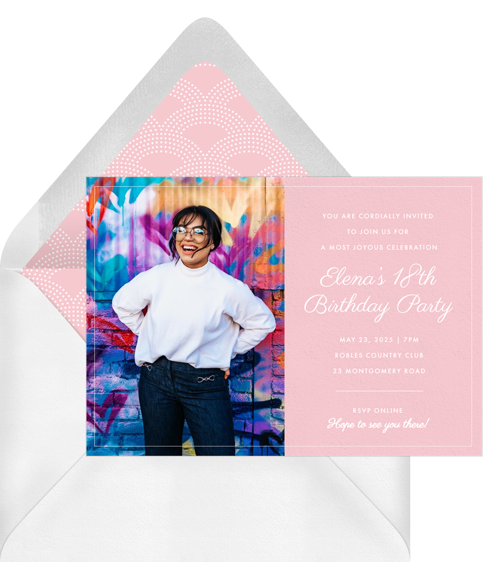 Simple Frame Warm Invitations in Pink