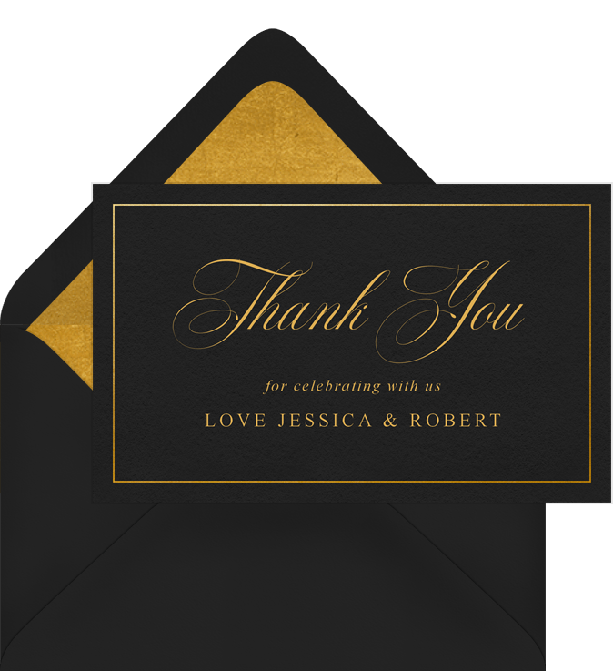 Simple Gold Grid Thank You Notes in White | Greenvelope.com