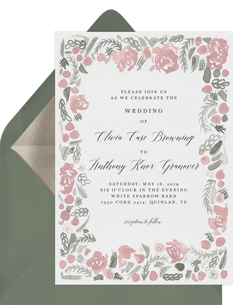 Soft Floral Frame Invitations in Pink | Greenvelope.com