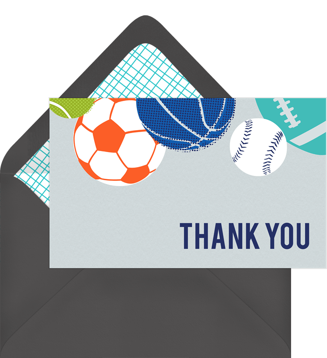 Sports Fan Thank You Notes in Blue