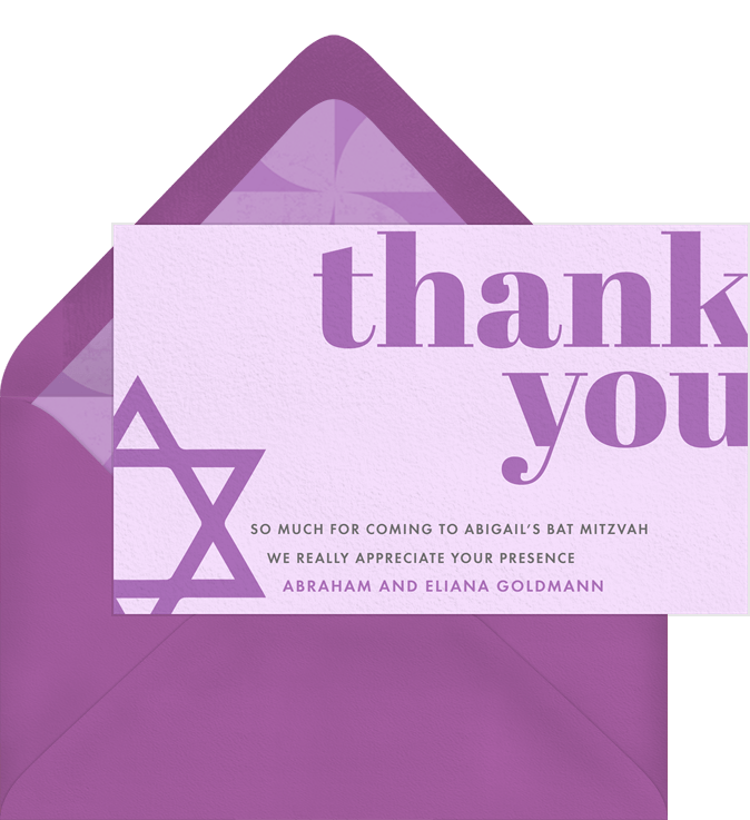 Stacked Bat Mitzvah Thank You Notes
