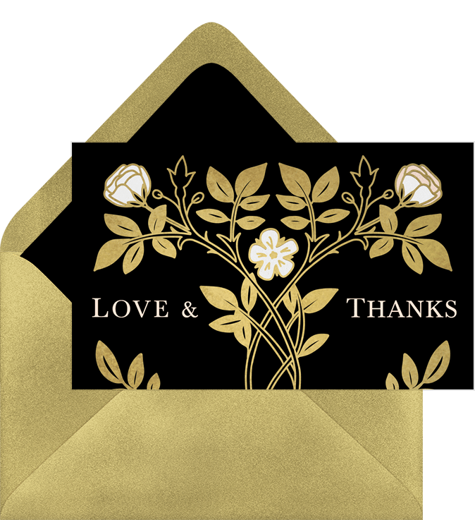 Storybook Art Nouveau Thank You Notes in Black
