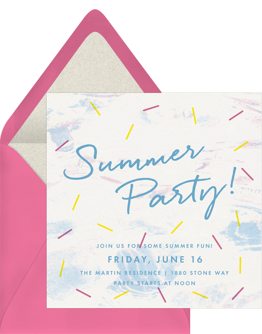 Summer Party Pop Invitations In Blue Greenvelope Com