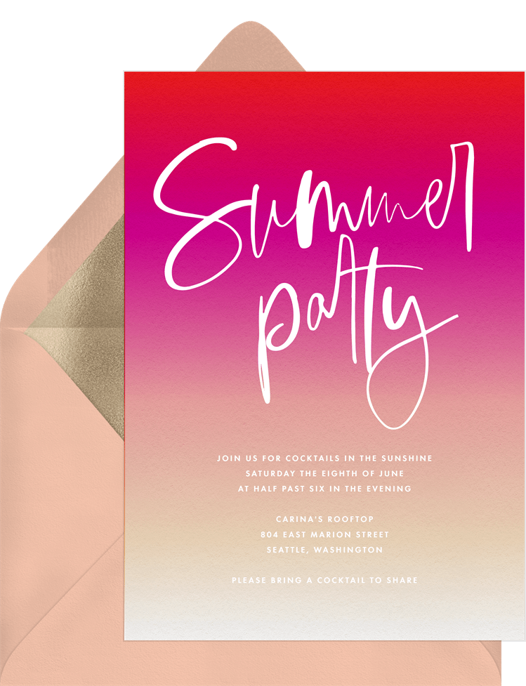 Summer Sunset Invitations In Pink Greenvelope Com