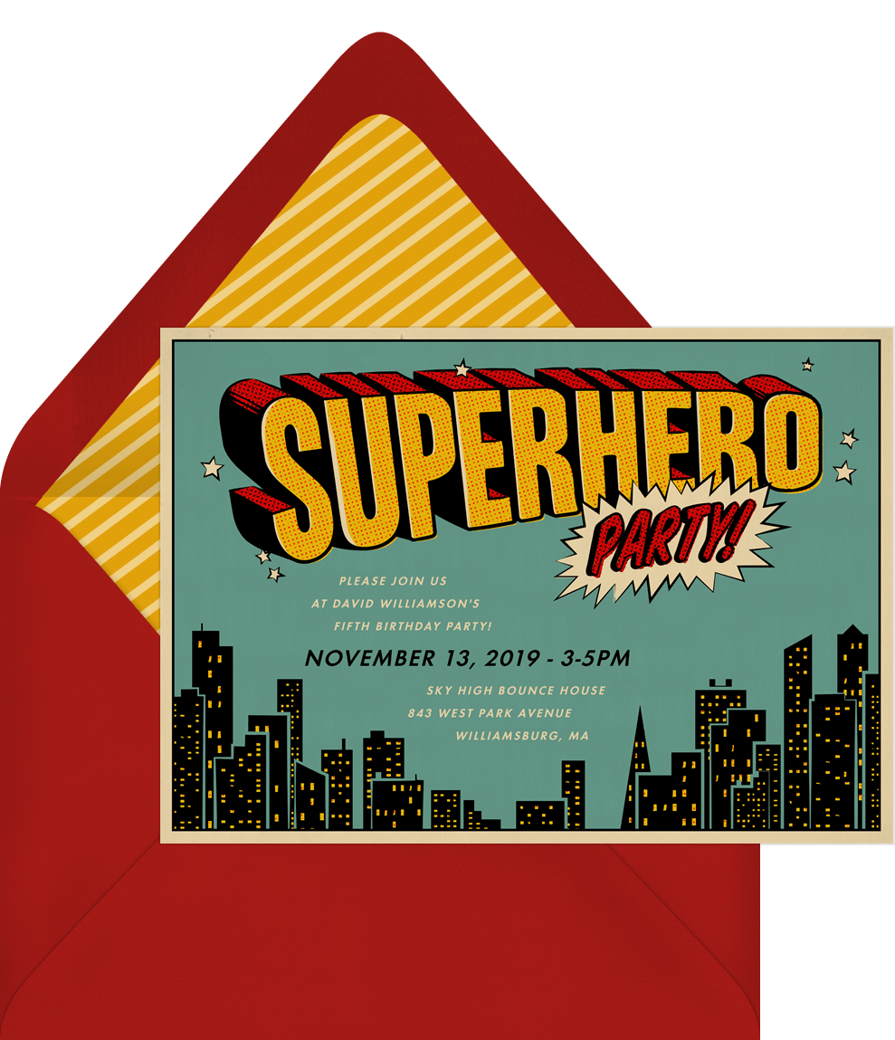 Superhero Birthday Invitations 