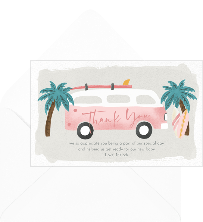 Surfboard Baby Thank You Notes in Blue