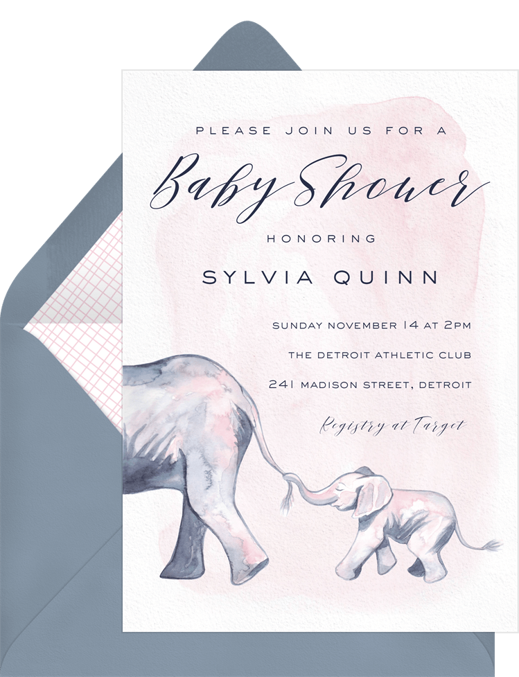 Sweet Baby Elephant Invitations in Blue