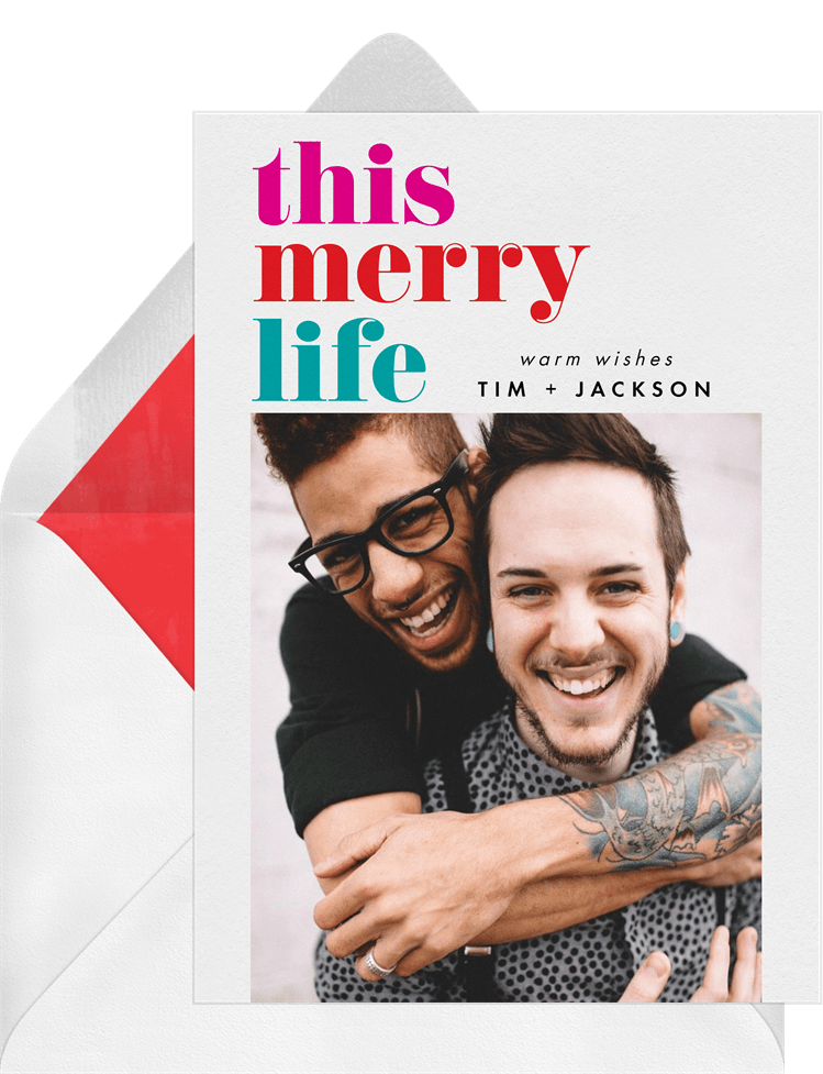 'This Merry Life' Holiday Greetings Card in Red