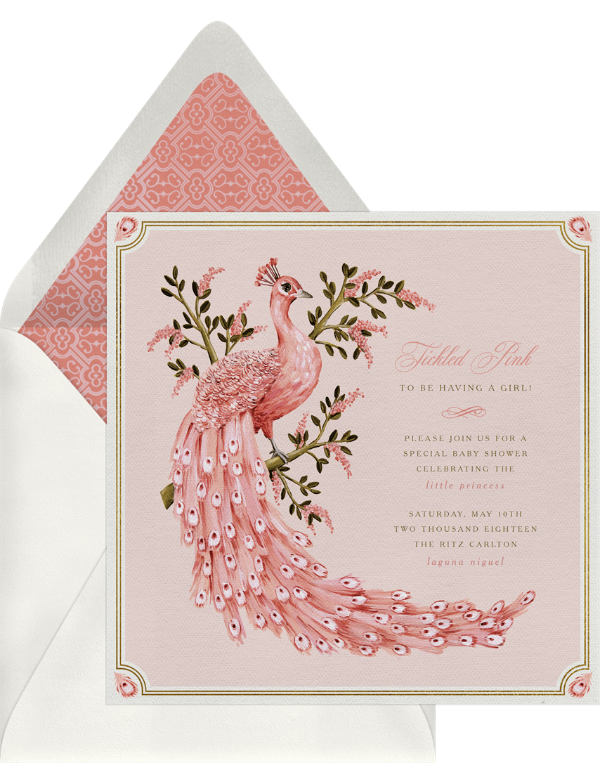 tickled pink baby shower invitations