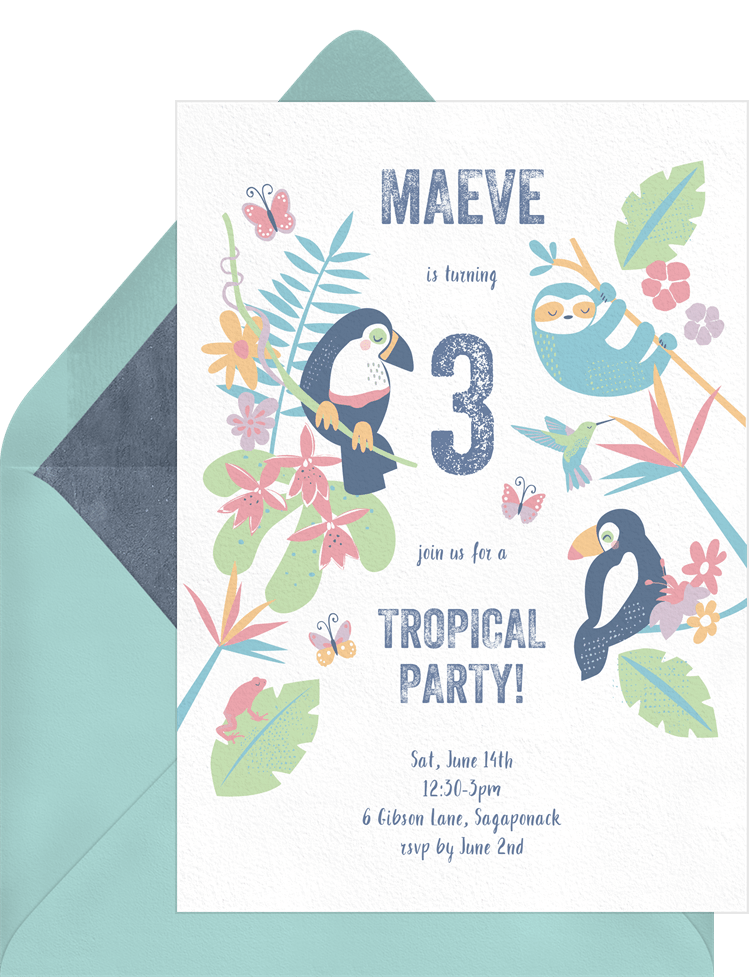 Tropical Party Invitations in Yellow