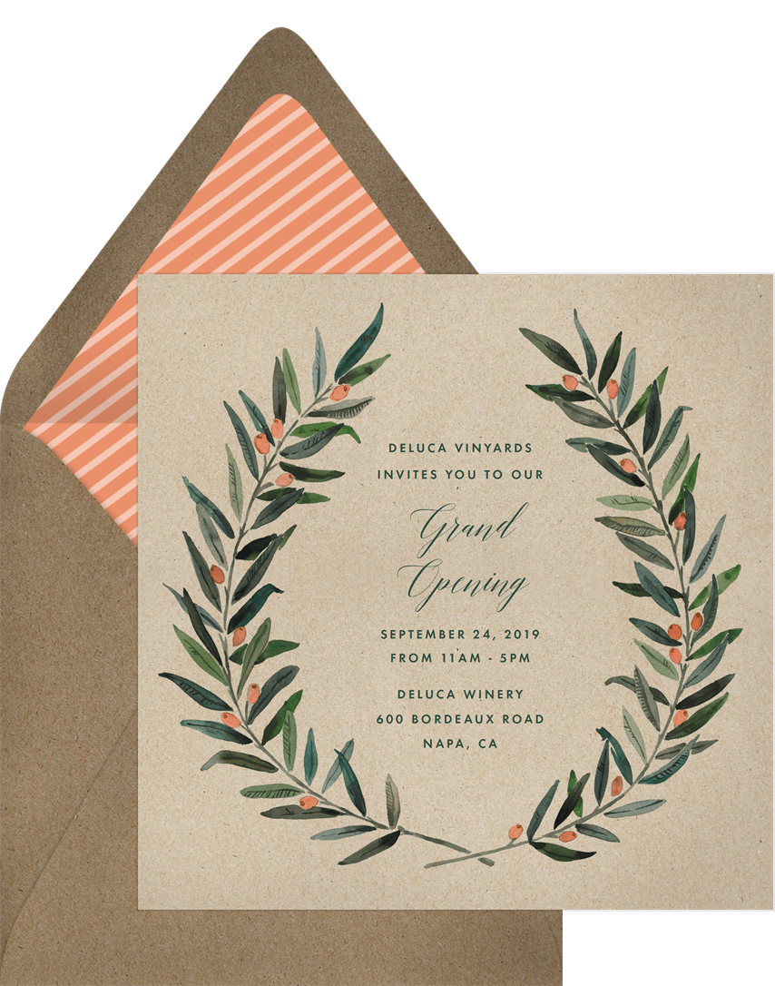 Tuscan Laurels Invitations In Orange Greenvelope Com   Tuscan Laurels Invitations Orange O8048~1041