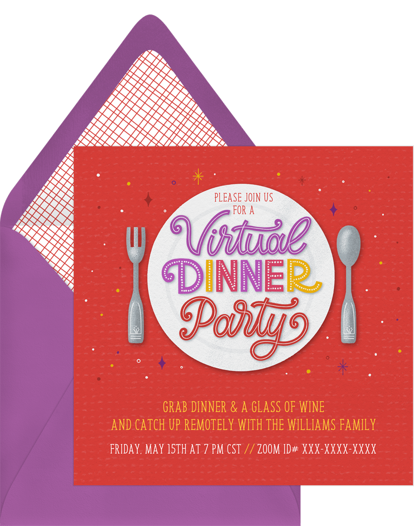 Virtual Dinner Party Invitations In Red Greenvelope Com