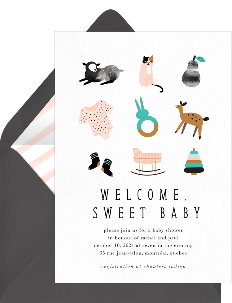Sweet Baby Invitations in Green