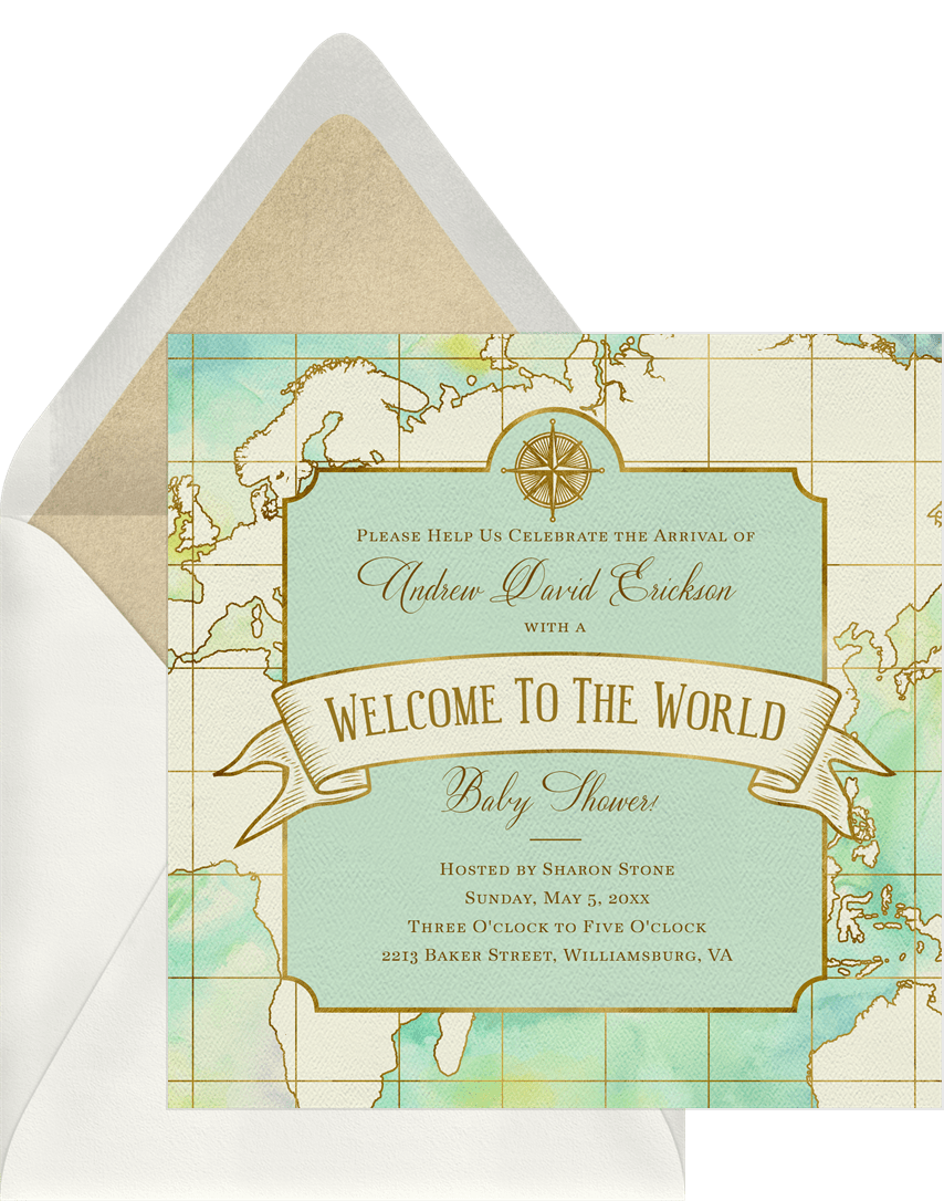 To The World Invitations in Blue