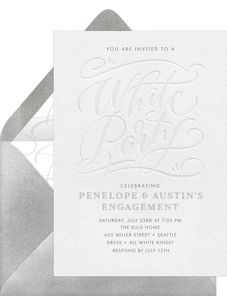 All White Party Invitations Templates Free