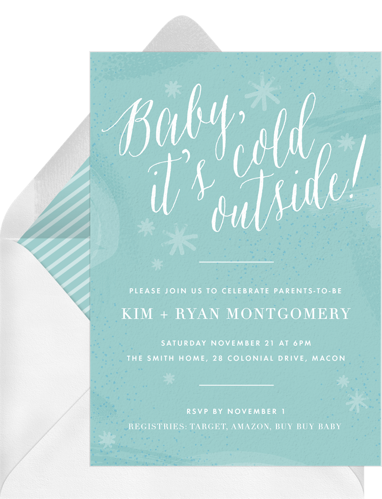 Winter Baby Invitations In Blue Greenvelope Com