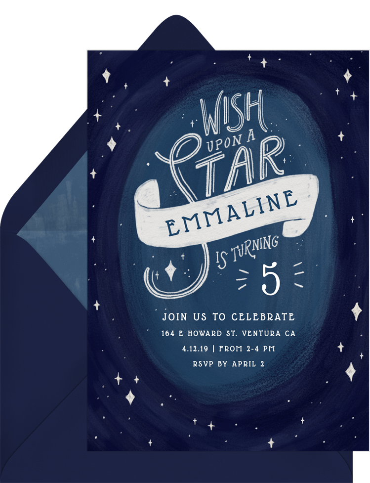 Wish Upon A Star Invitations in Blue
