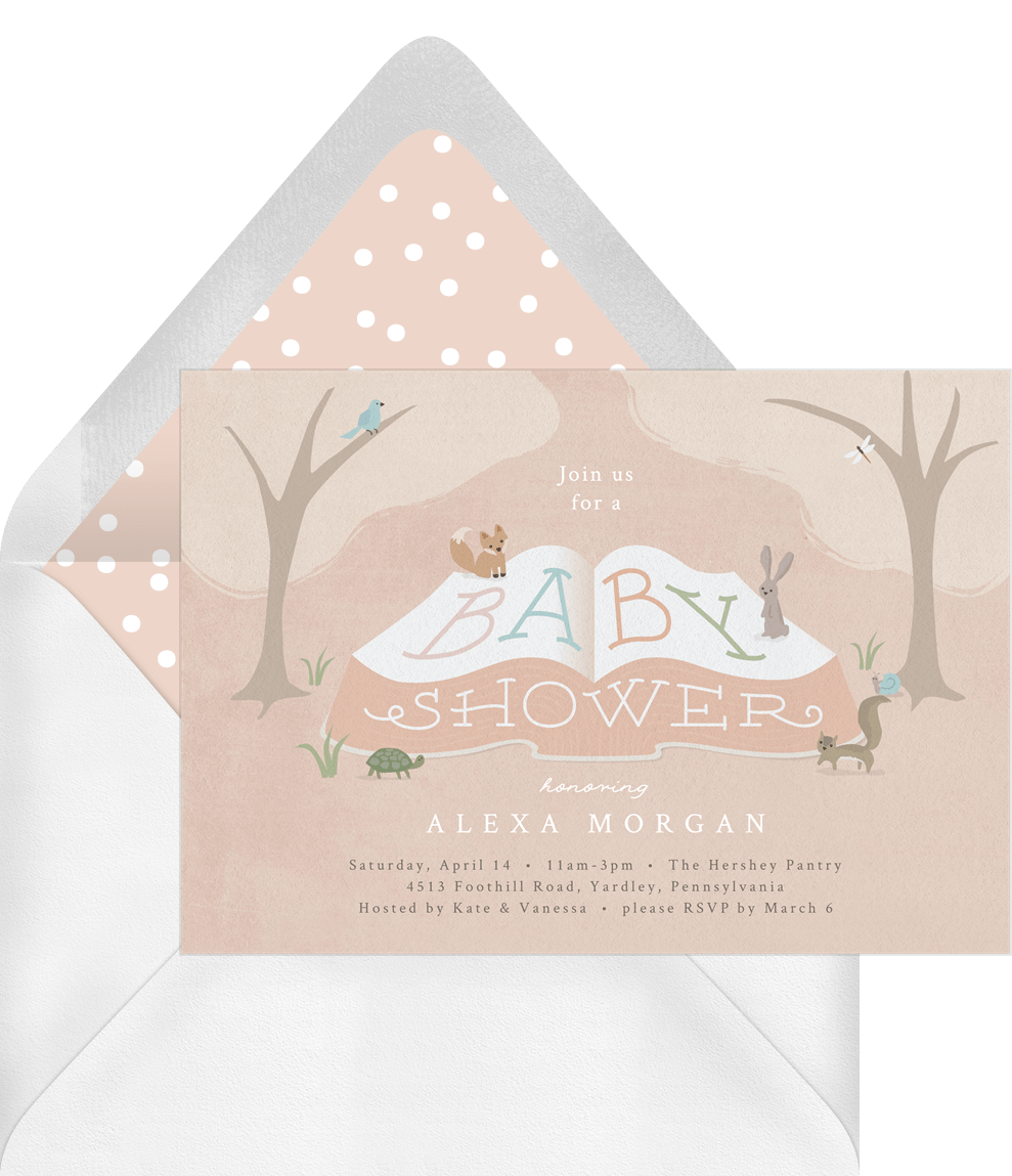 Woodland Storytime Invitations In Pink Greenvelope Com